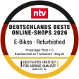 ntv / DISQ: Deutschlands beste Online-Shops 2026. E-Bikes Refurbished, Preisträger Platz 1–3.